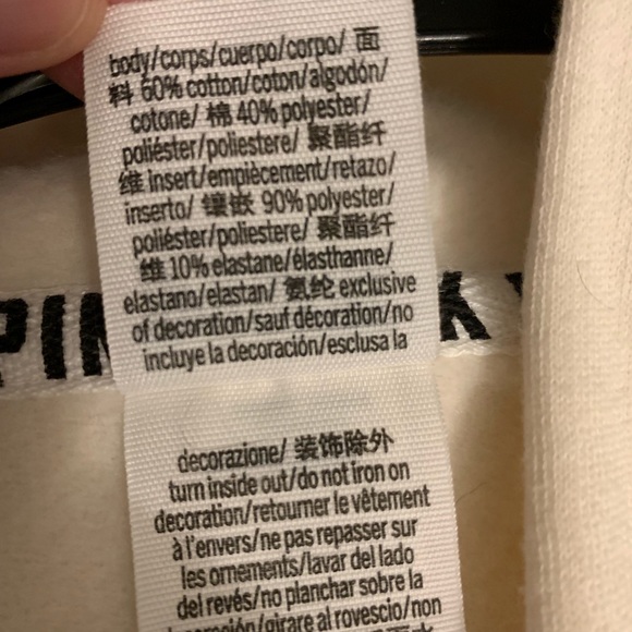 PINK Victoria’s Secret monochrome crop velvet lace up sleeve hoodie sweatshirt - Picture 10 of 10